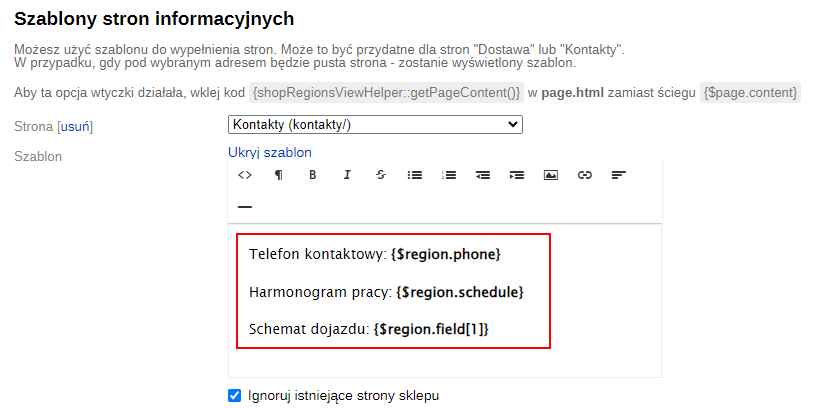 Określ szablon dla strony (SEO-regiony)