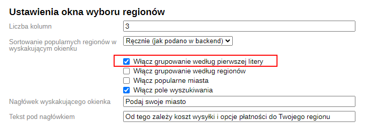 Dodaje pierwszą literę (SEO-regiony)