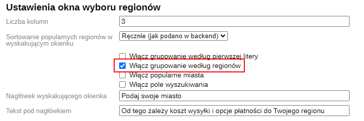 Grupowanie według regionów (SEO-regiony)