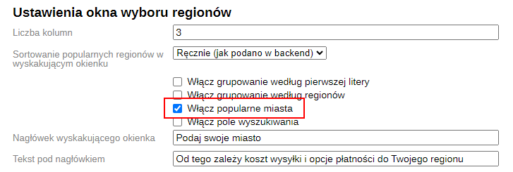 Popularne miasta (SEO-regiony)