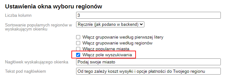 Pole wyszukiwania (SEO-regiony)