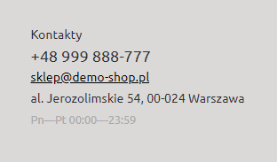 Kontakty w stopce (Unishop)