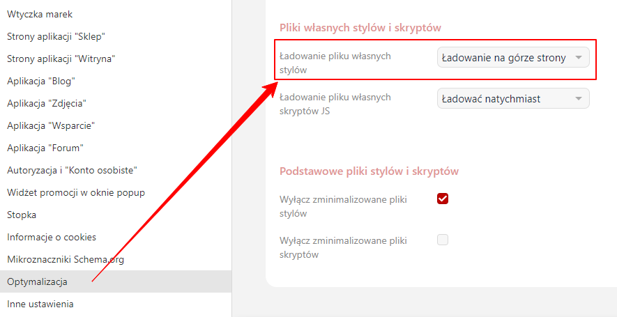 Podłączenie pliku własnych stylów CSS (Handyshop)