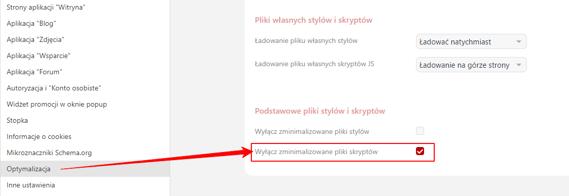 Wyłączenie zminimalizowanego pliku JS (Handyshop)