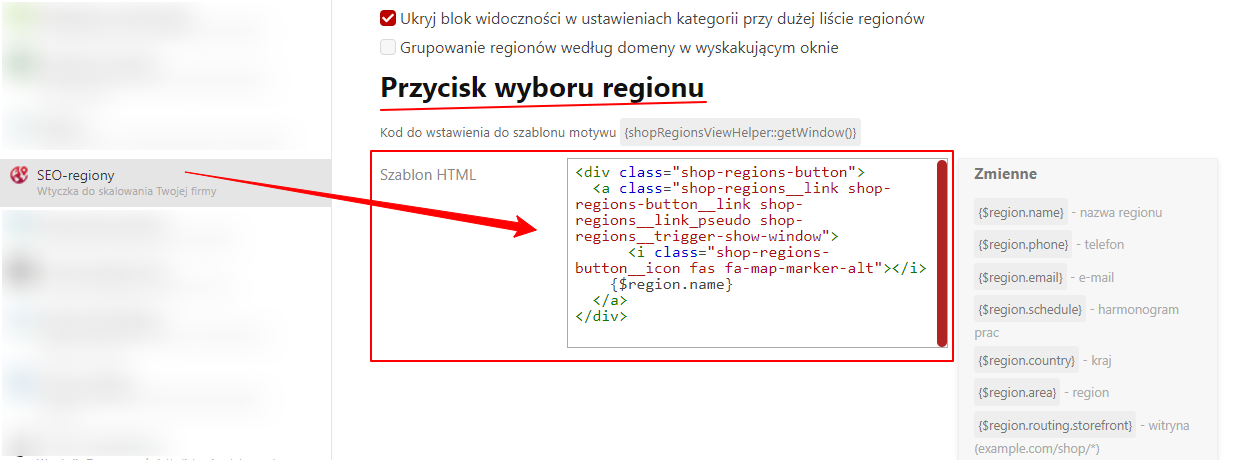 Konfiguracja wtyzki „SEO-regiony”