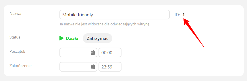 ID karty promocyjnej