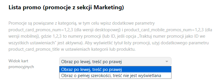 Ustawienia wyglądu kart promocyjnych