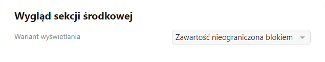 Kofiguracja wyglądu sekcji środkowej