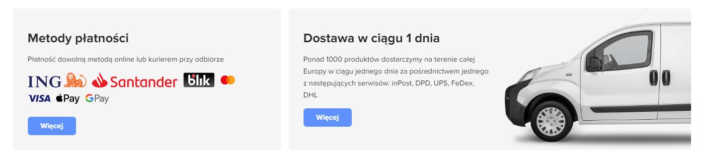 Blok 'Informacje o dostawie i płatności' (SuperMarket)