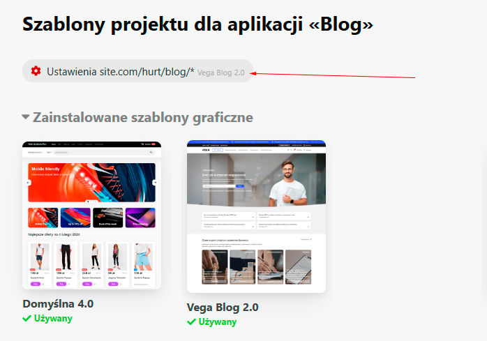 Korzystanie Vega Blog 2.0