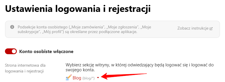 Podłączenie Konto osobiste od blogu
