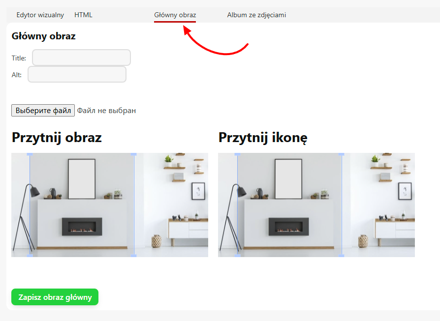 Ładowanie głównego obrazu do wpisu