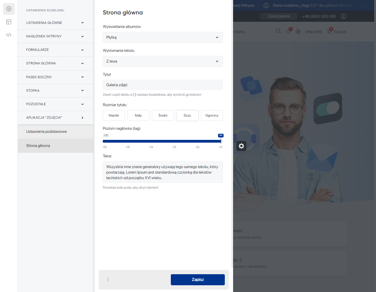 Aplikacja Zdjęcia 'Vega 2.0' — Strona główna