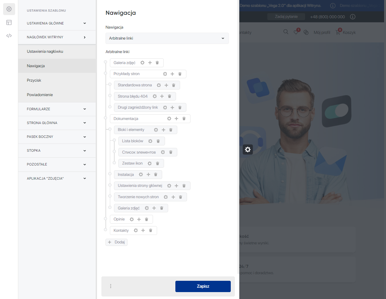 Nagłówek witryny 'Vega 2.0' — Nawigacja
